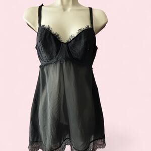 Black lace babydoll slip dress